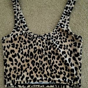 cheetah cropped tank